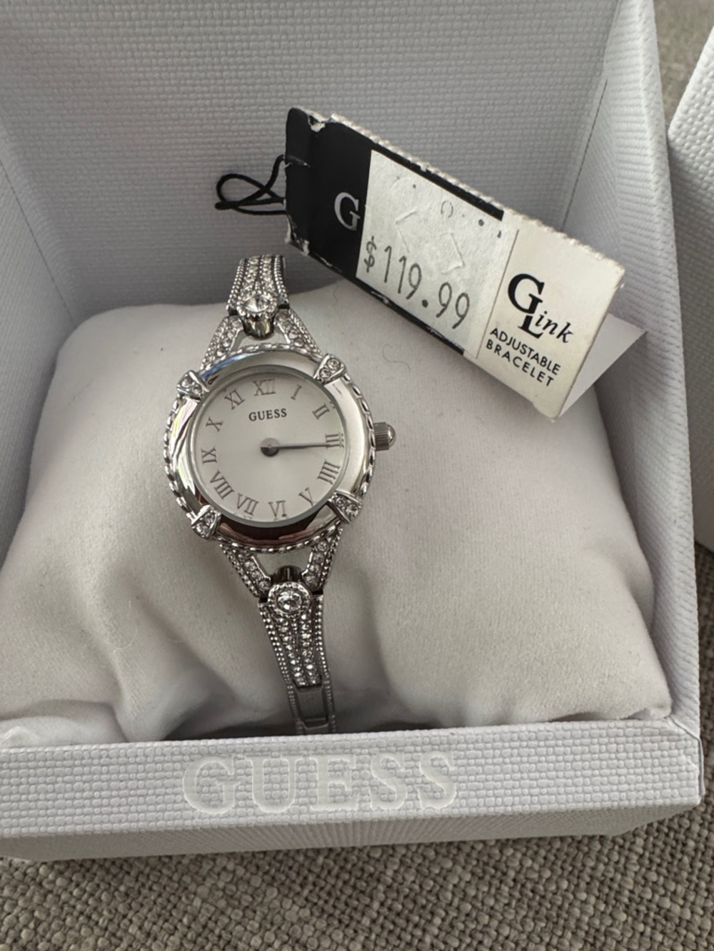 GUESS Silver Crystal Accent Women's Bracelet Watch